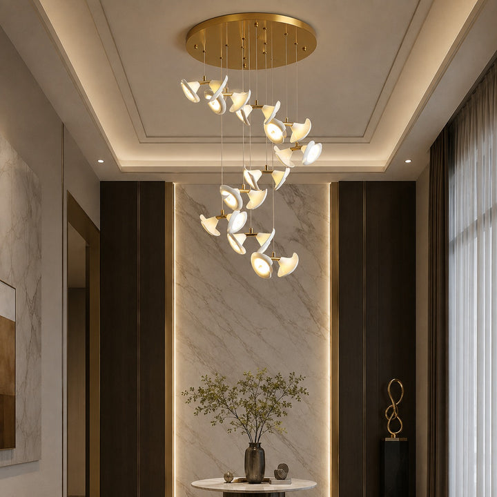 Modern Double Horn Chandelier Ceiling Light Iron and Ceramic Adjustable LED 14 to 128 Bulbs