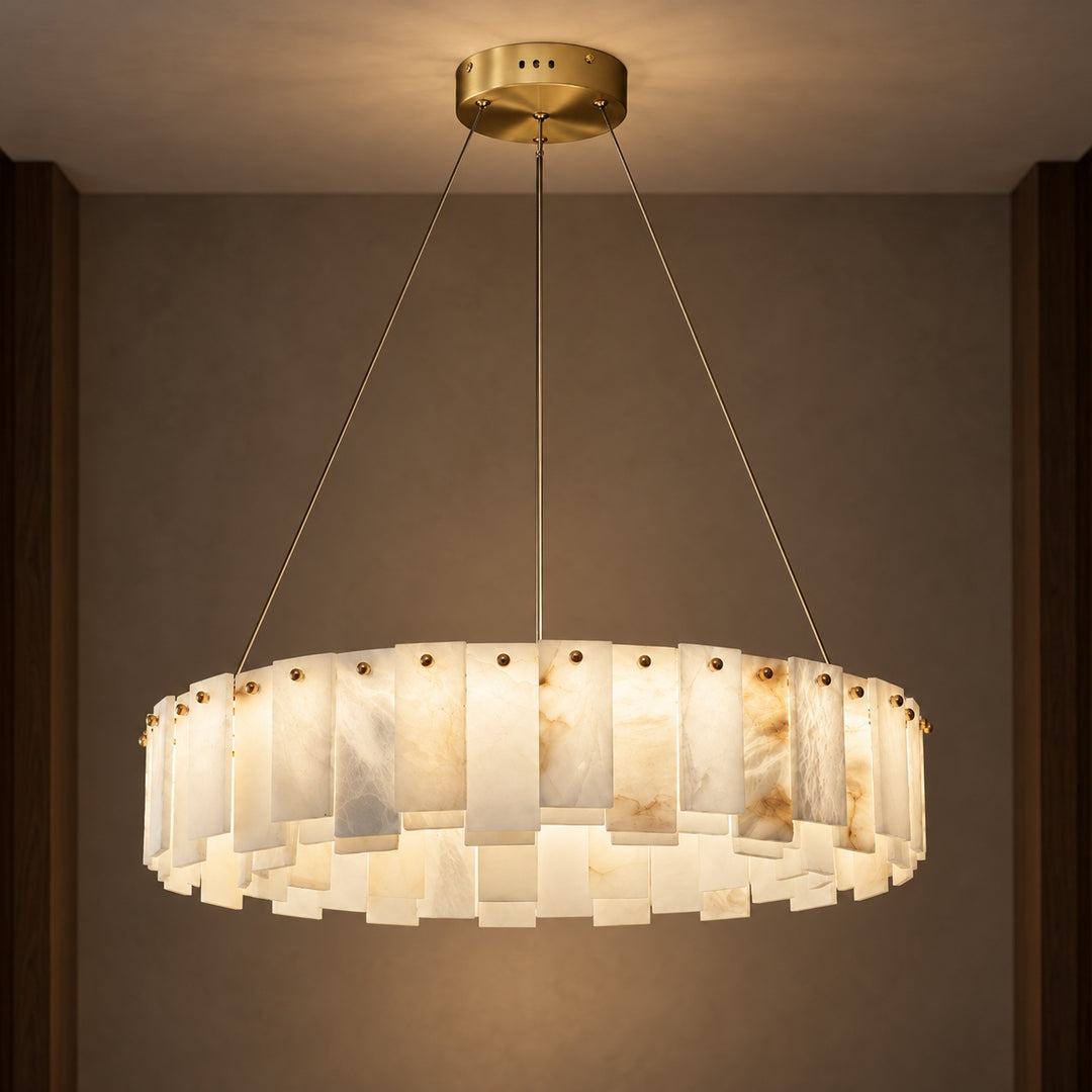 Modern Chandelier Light Ceiling Mounted Alabaster Glass with LED Illumination for Dining Room