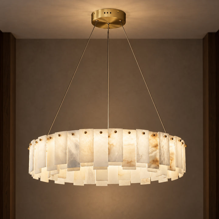 Modern Chandelier Light Ceiling Mounted Alabaster Glass with LED Illumination for Dining Room