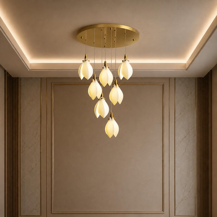Modern Chandelier Ceiling Light Adjustable Hanging Metal and Ceramic LED Compatible 7 to 64 Lights