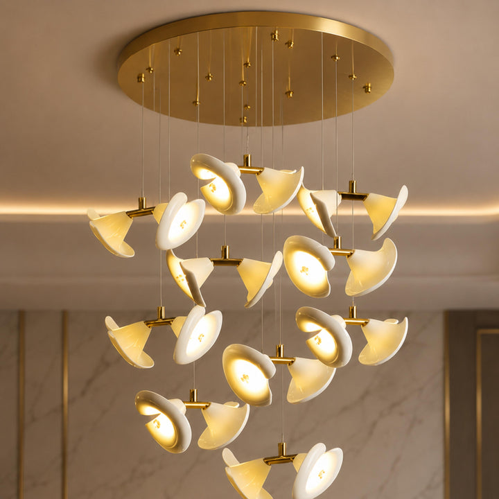 Modern Double Horn Chandelier Ceiling Light Iron and Ceramic Adjustable LED 14 to 128 Bulbs