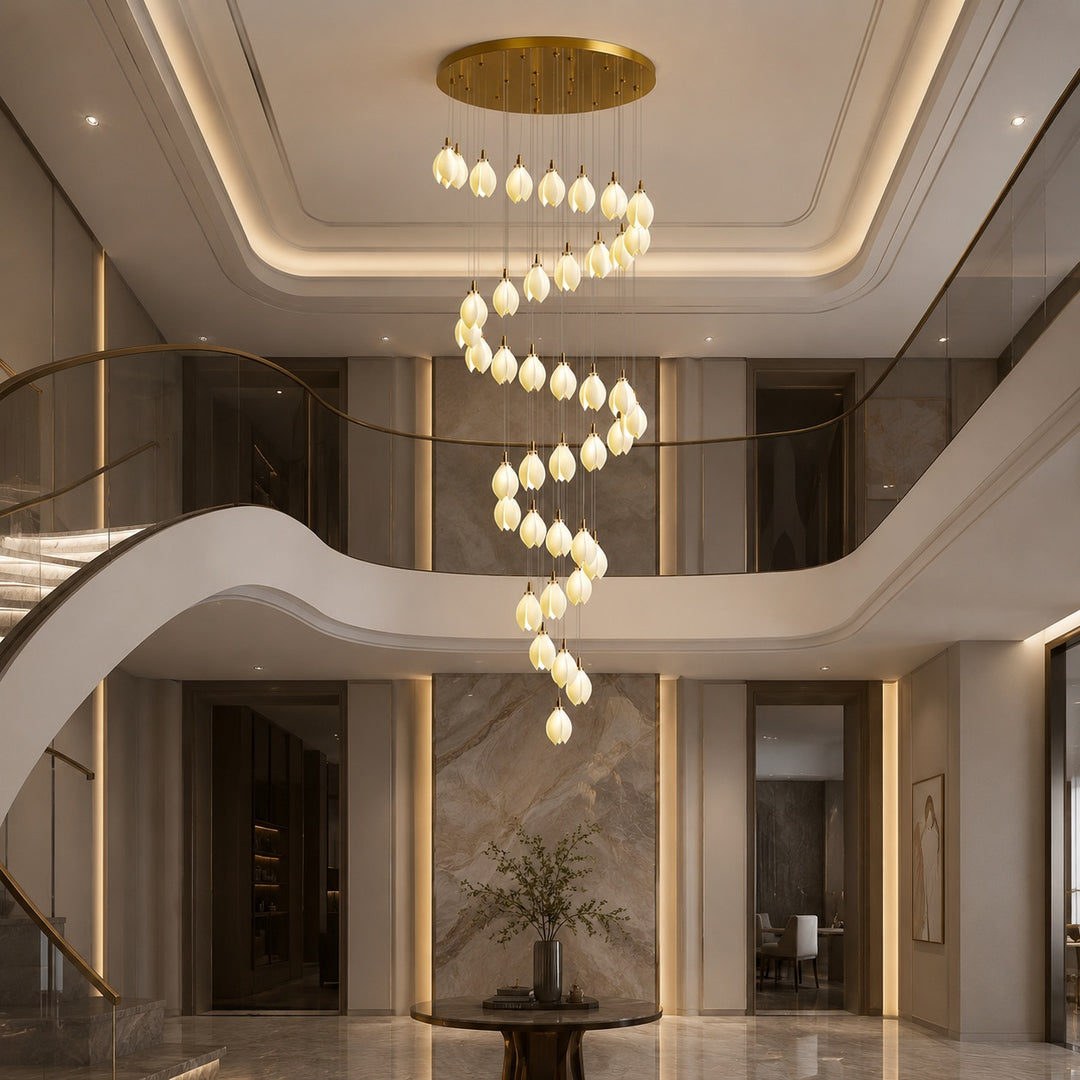Modern Chandelier Ceiling Light Adjustable Hanging Metal and Ceramic LED Compatible 7 to 64 Lights