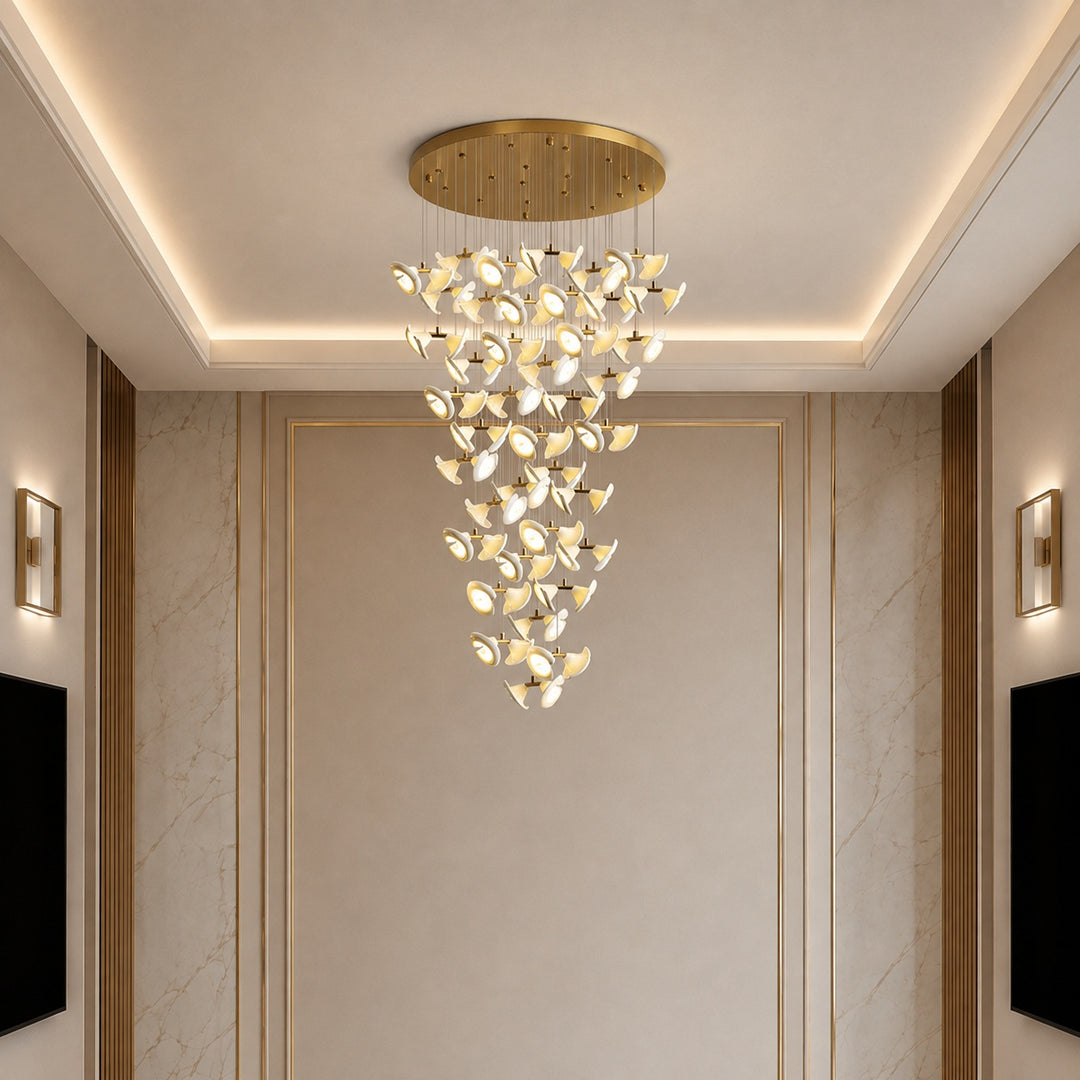 Modern Double Horn Chandelier Ceiling Light Iron and Ceramic Adjustable LED 14 to 128 Bulbs