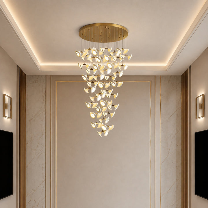 Modern Double Horn Chandelier Ceiling Light Iron and Ceramic Adjustable LED 14 to 128 Bulbs