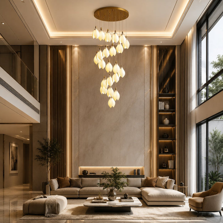 Modern Chandelier Ceiling Light Adjustable Hanging Metal and Ceramic LED Compatible 7 to 64 Lights