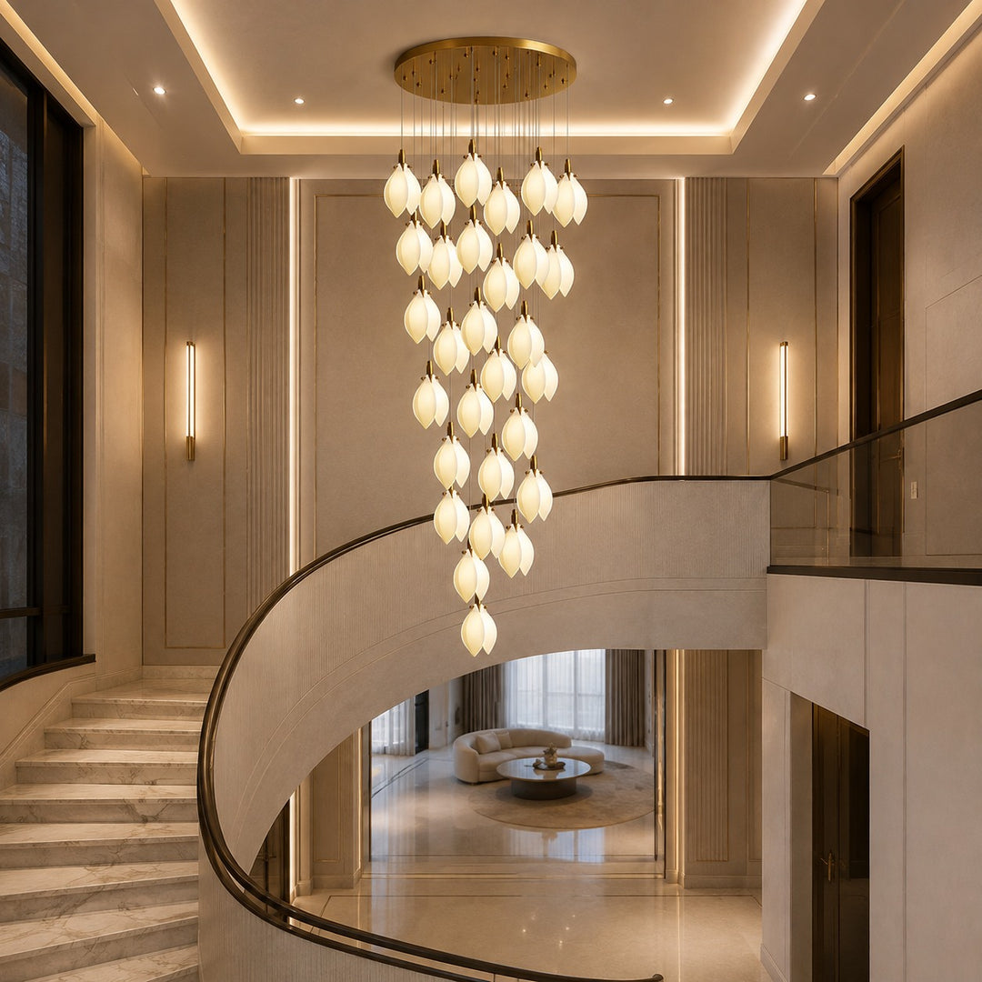 Modern Chandelier Ceiling Light Adjustable Hanging Metal and Ceramic LED Compatible 7 to 64 Lights