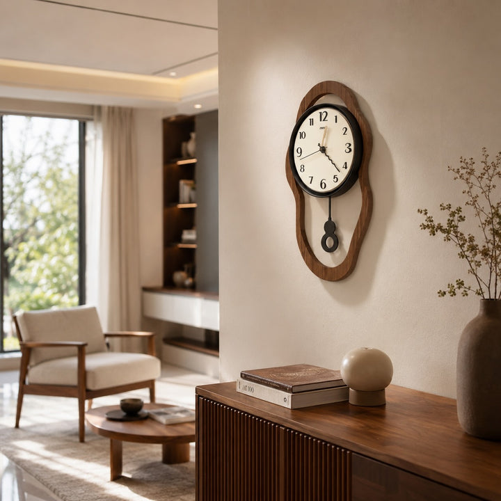 Retro Modern Wall Clock Silent Operation Acrylic Plastic Timber Finish Decorative Timepiece