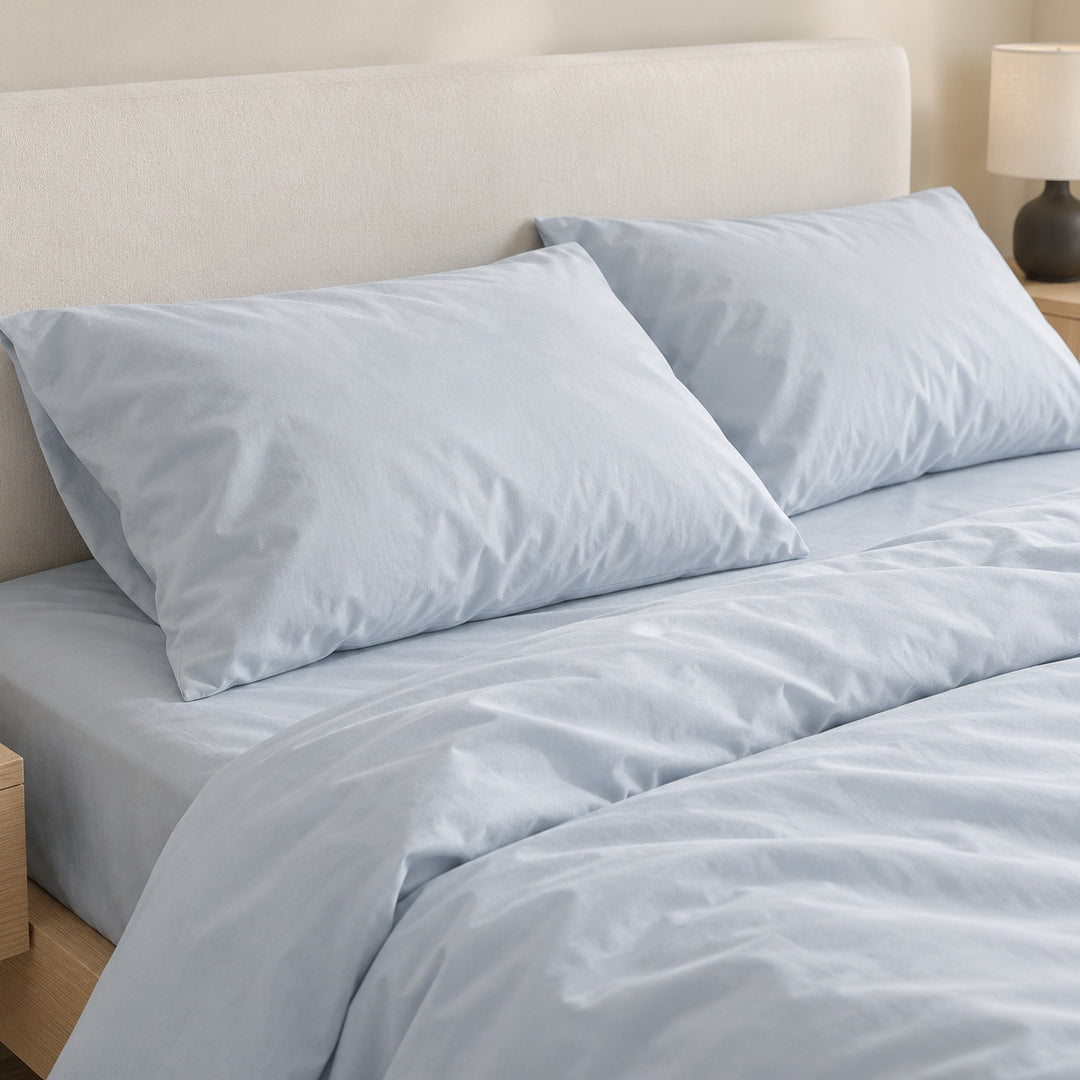 Pastel Cotton Bed Sheet Lightweight Breathable Soft Fabric for Comfortable Sleep
