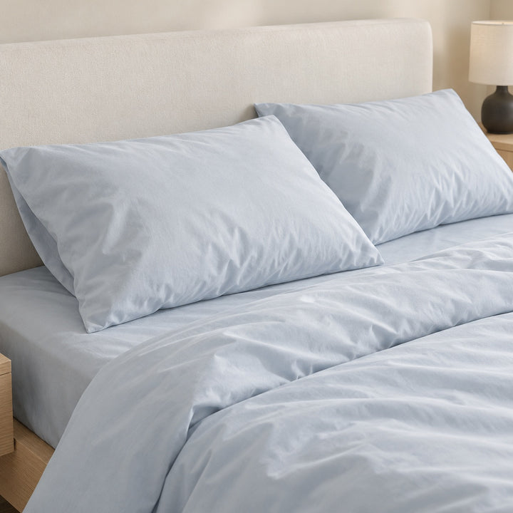 Pastel Cotton Bed Sheet Lightweight Breathable Soft Fabric for Comfortable Sleep