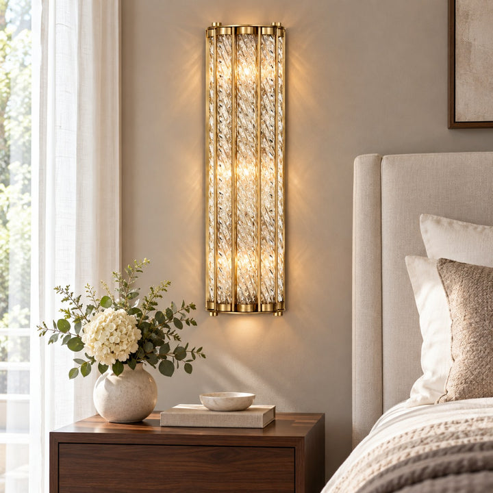 Twisted Glass Brass Wall Sconce – 3-Light Interior Wall Light