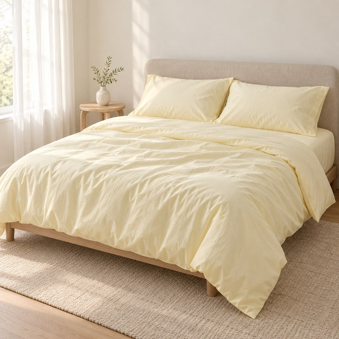 Pastel Cotton Bed Sheet Lightweight Breathable Soft Fabric for Comfortable Sleep