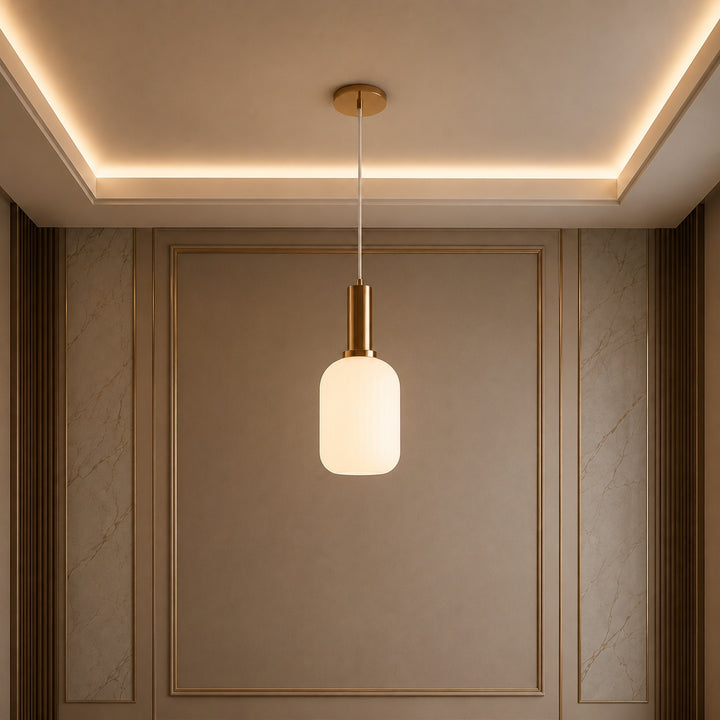 Modern Glass Pendant Light Hanging Fixture Adjustable Height LED Compatible