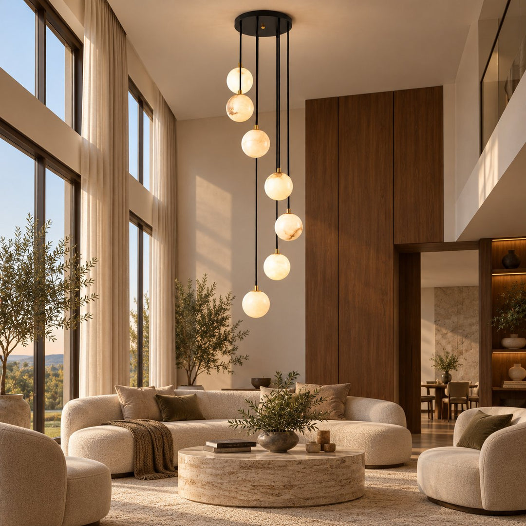Modern Cluster Chandelier Light Wall Mounted Alabaster Glass LED Dimmable Fixture
