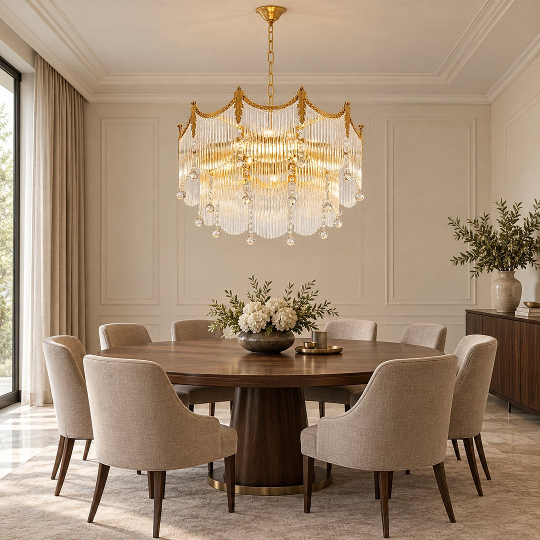 Modern Chandelier Ceiling Light Adjustable Hanging Metal Frame Dimmable for Dining Room