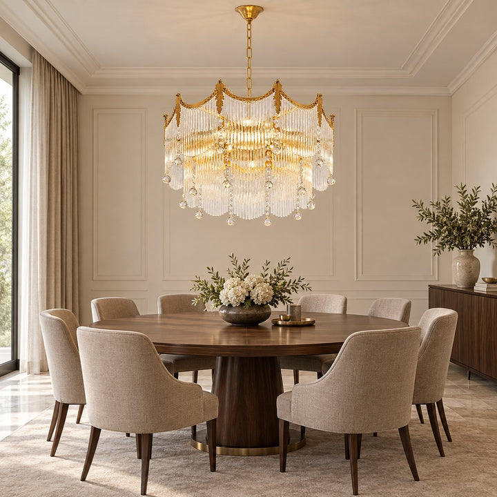 Modern Chandelier Ceiling Light Adjustable Hanging Metal Frame Dimmable for Dining Room