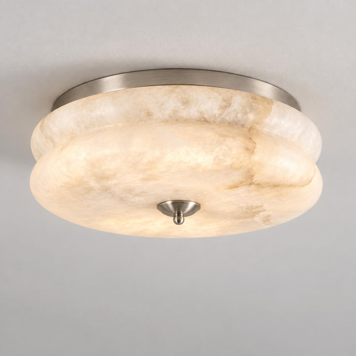 Modern Flush Mount Ceiling Light Fixture Alabaster LED 12 Inch 15W Warm White