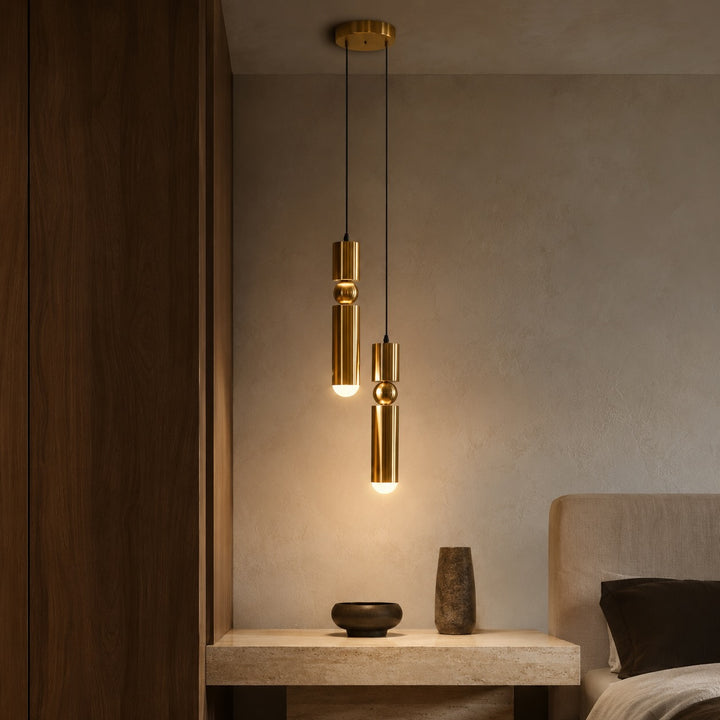 Modern Black Pendant Light with Adjustable Dimmable LED and Geometric Metal Design