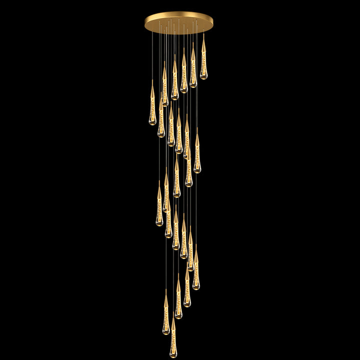 Modern Crystal Chandelier Pendant Light Long Hanging Aluminum LED Fixture for Stylish Illumination