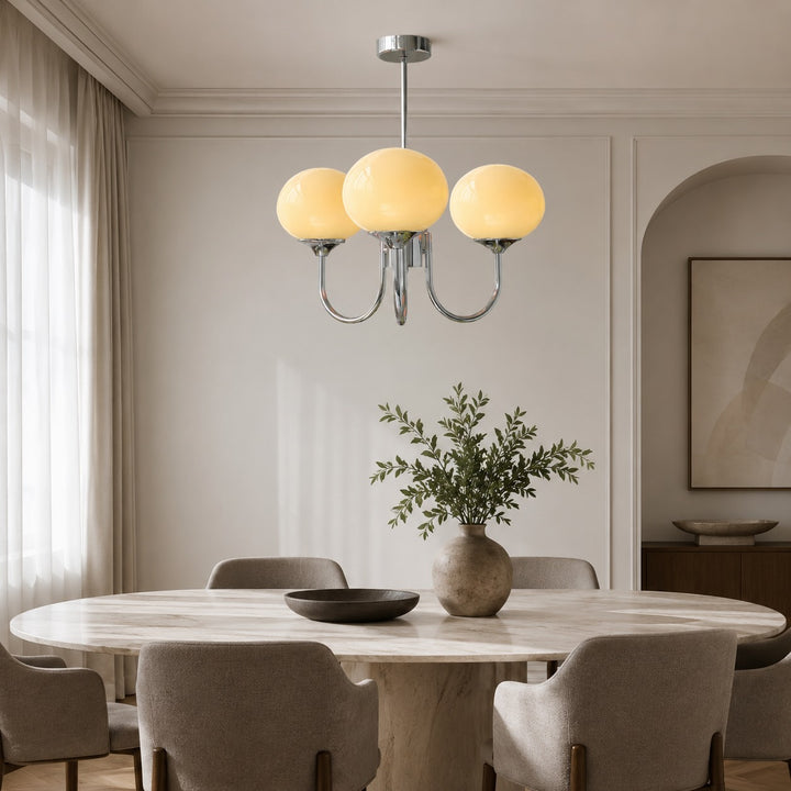 Modern Chandelier Pendant Light Fixture with Adjustable Arms Glass Shades Indoor Lighting