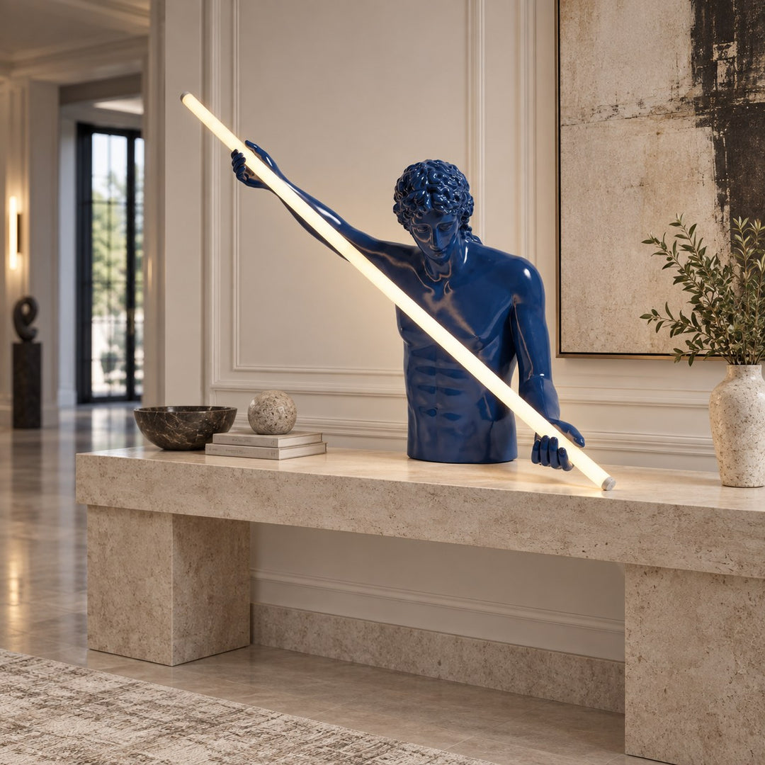 Modern Cobalt Blue Table Lamp with Linear LED Light and Adjustable Color Temperature