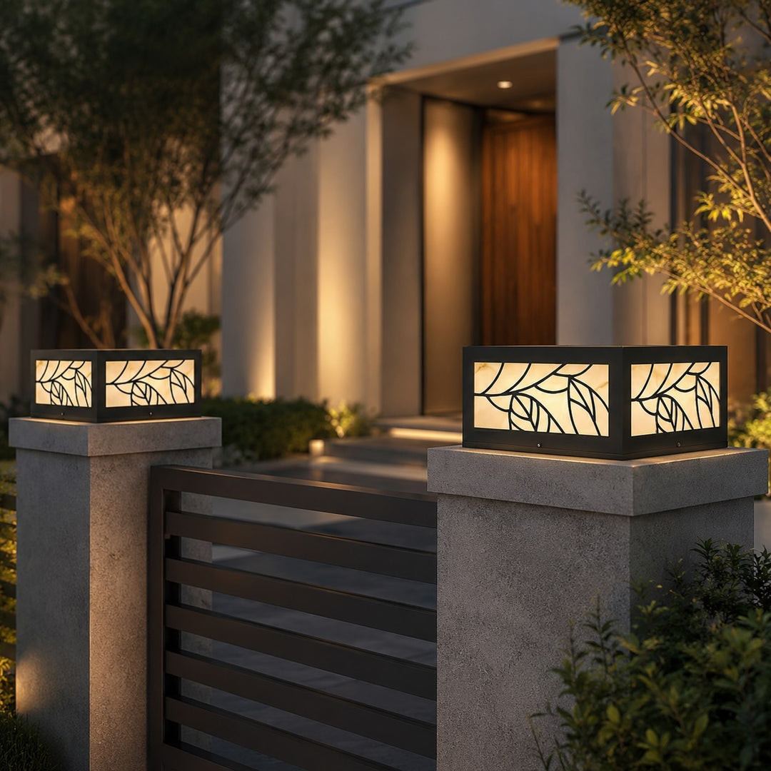 Modern Square Solar Garden Light Wall Mounted Stainless Steel LED Waterproof Automatic