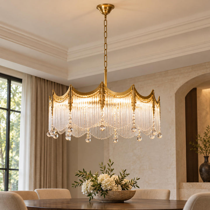 Modern Chandelier Ceiling Light Adjustable Hanging Metal Frame Dimmable for Dining Room