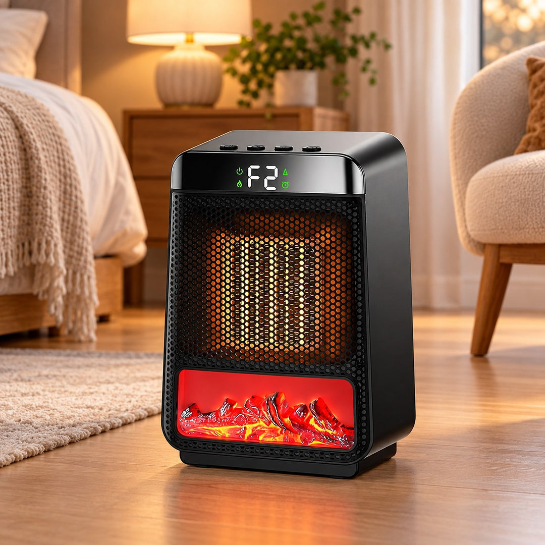 Compact Ceramic Heater with Fan and Digital LED Display for Efficient Heating