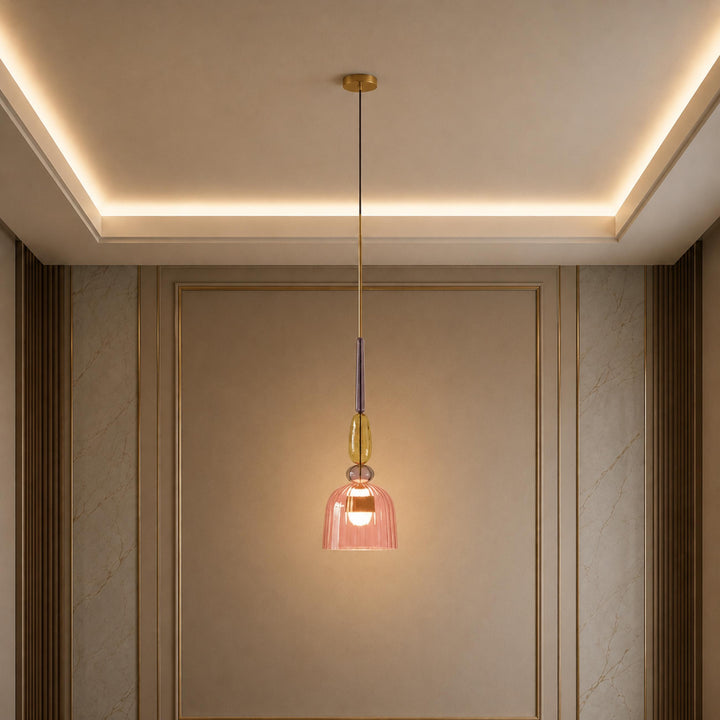 Modern Glass Pendant Light Adjustable Height Hanging Fixture LED for Kitchen Dining