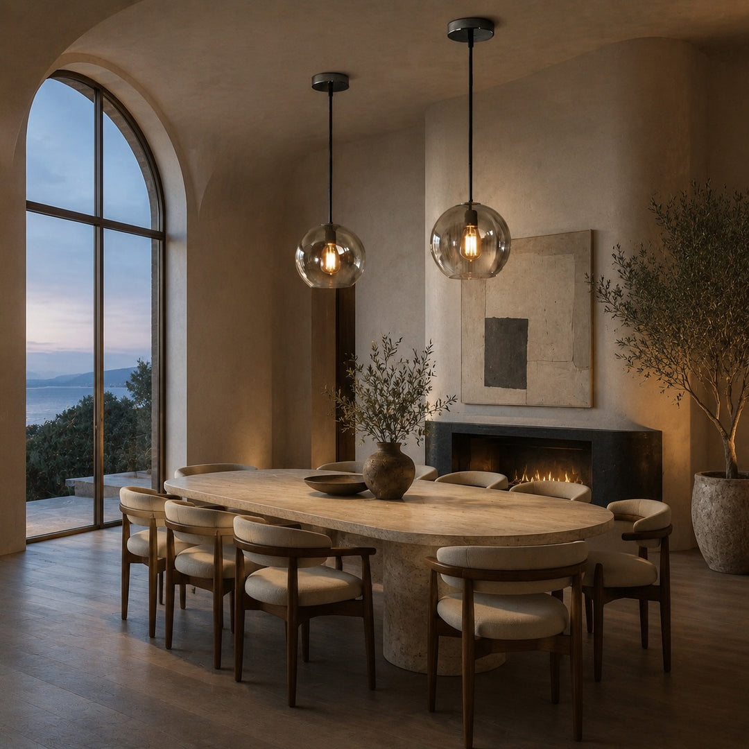 Modern Glass Pendant Light Adjustable Hanging LED with Metallic Gradient Finish