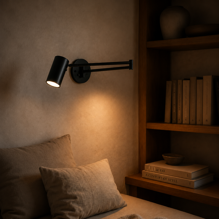 Industrial Wall Sconce Adjustable Arm LED Lighting Fixture Brass and Matte Black Wall Light