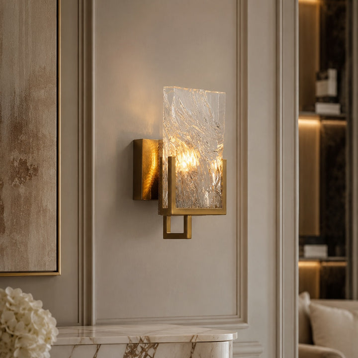 Modern Wall Light Fixture Metal Frame Clear Crystal E14 LED Compatible Hardwired Design