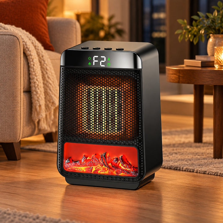 Compact Ceramic Heater with Fan and Digital LED Display for Efficient Heating