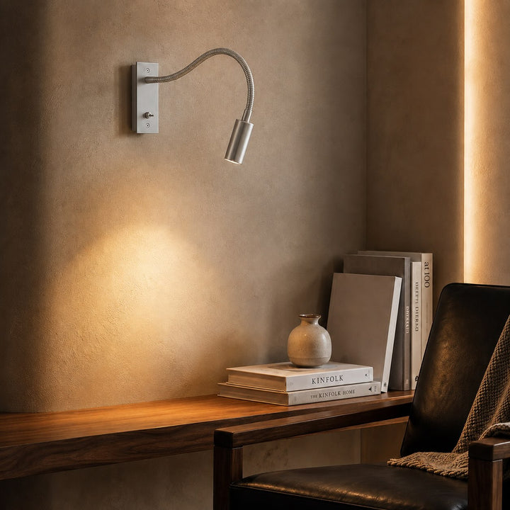 Industrial Wall Light Adjustable Gooseneck Aluminum Integrated LED Task Lamp 3000K Warm White