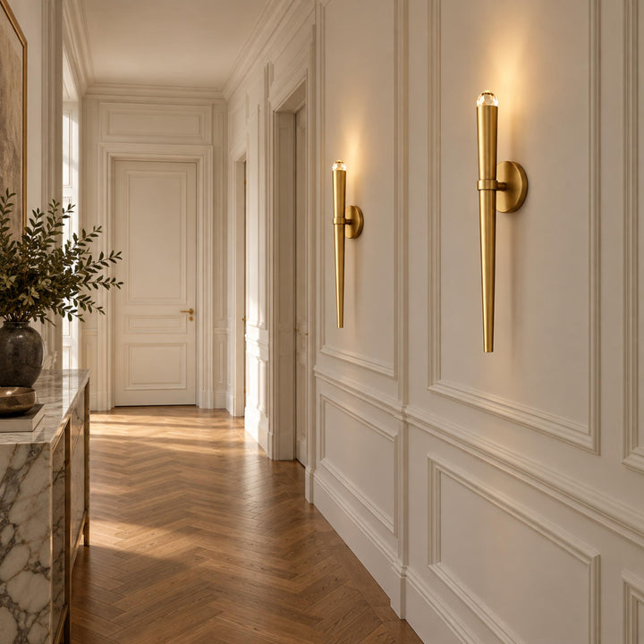 Modern Natural Brass Crystal Wall Sconce – G4 LED Interior Wall Light