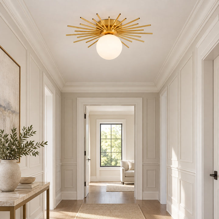 Modern Flush Mount Ceiling Light Fixture Metal Dimmable LED 12 Inch Diameter for Home Lighting