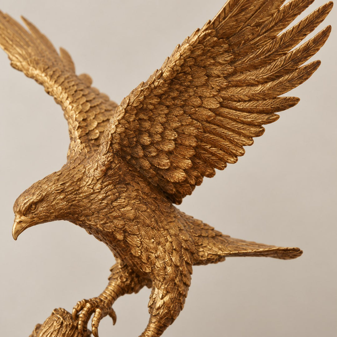 Modern Brass Eagle Sculpture Decorative Art Piece 60cm Height Durable Home Office Display