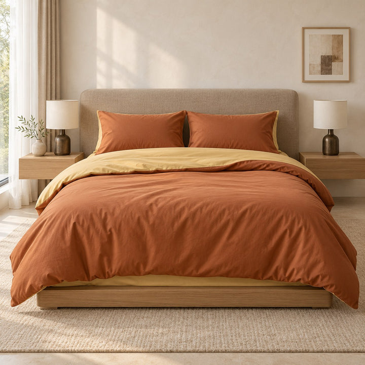 Reversible Bedding Set Cotton Jersey Knit Duvet Cover and Sheet Soft Breathable Lightweight