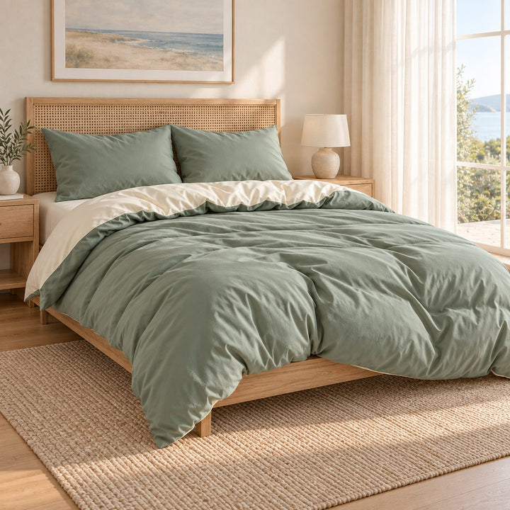 Pastel Double-Sided Bedding Set Minimalist Comforter Cover Twin Full Queen King Size