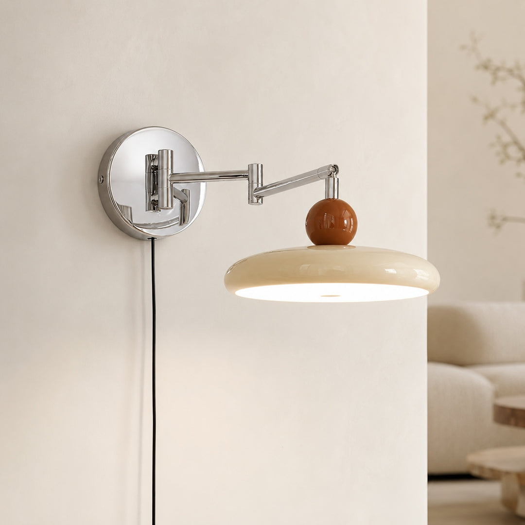 Modern Wall Sconce Lighting with Adjustable Arm and Metal Shade for Versatile Plug-in Use