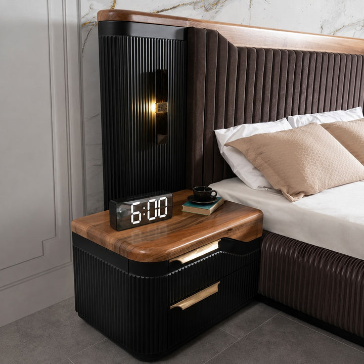 Modern Digital Alarm Clock with Curved Mirror Screen LED Display Adjustable Temperature Feature