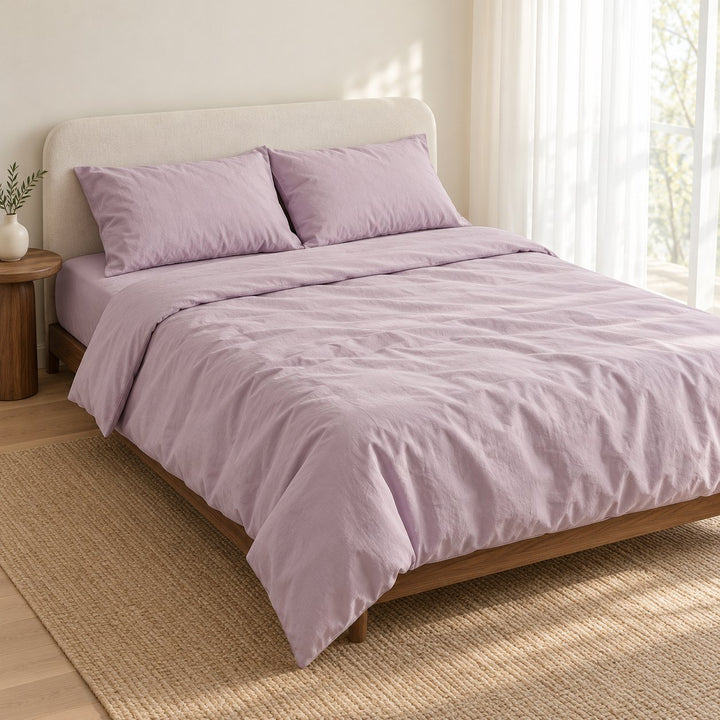 Pastel Cotton Bed Sheet Lightweight Breathable Soft Fabric for Comfortable Sleep