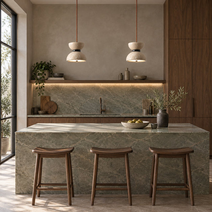Modern Hourglass Pendant Lamp Hanging Design Travertine LED Lighting for Kitchen Pendant Lighting