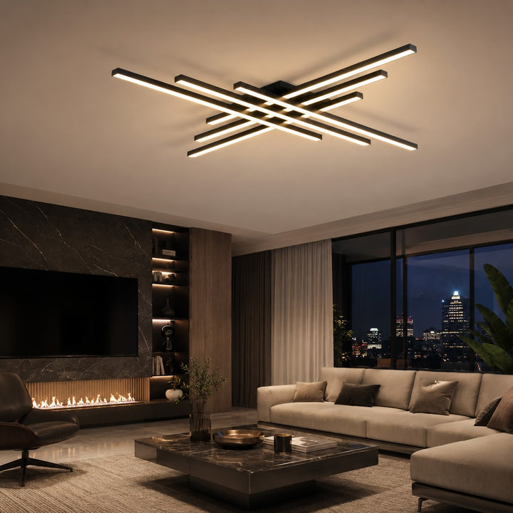 Modern Minimalist Ceiling Light Long Strip LED Adjustable Color Temperature Iron Acrylic