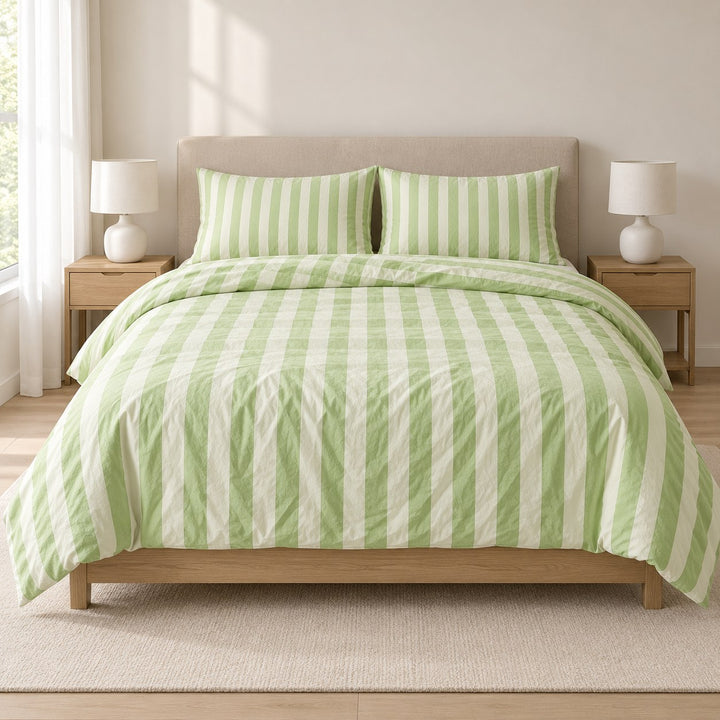 Modern Striped Bedding Set Cotton-Polyester Blend Duvet Cover Flat Sheet Pillow Case