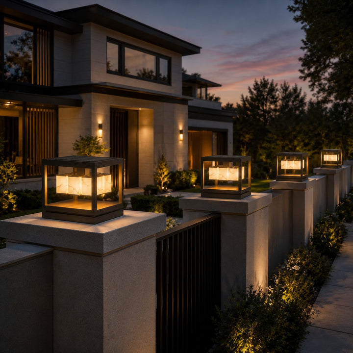 Solar Powered Modern Square Outdoor Garden Lights Waterproof Stainless Steel LED Deck Light