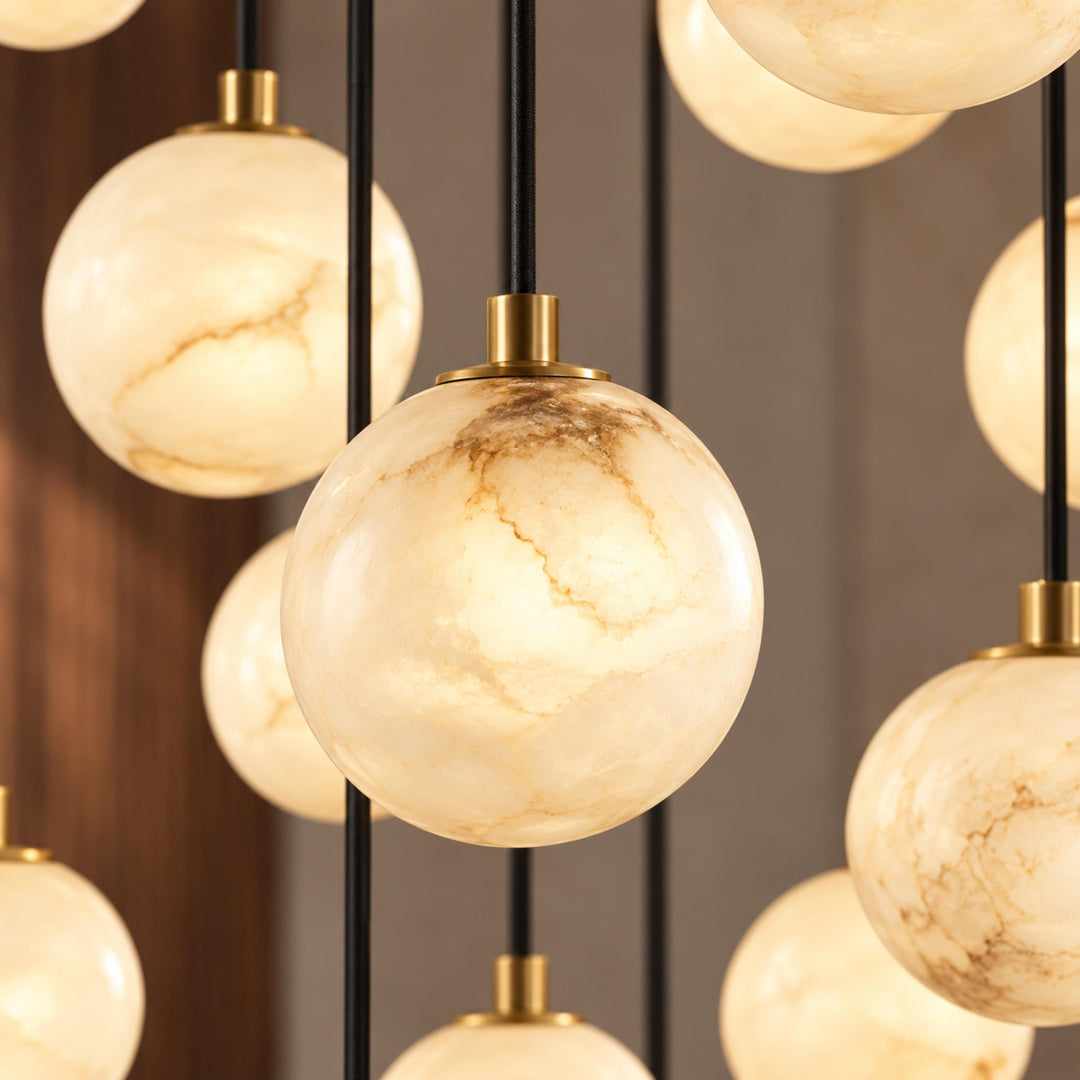 Modern Cluster Chandelier Light Wall Mounted Alabaster Glass LED Dimmable Fixture