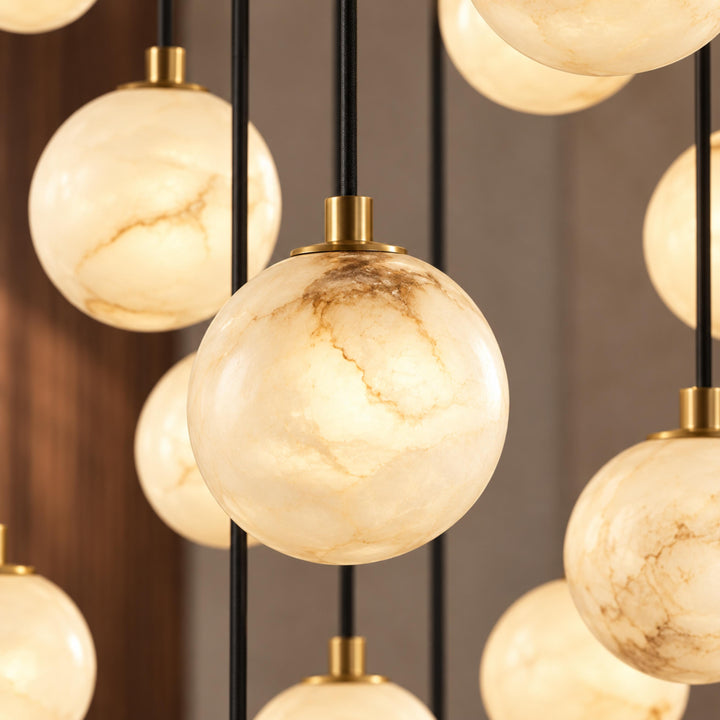 Modern Cluster Chandelier Light Wall Mounted Alabaster Glass LED Dimmable Fixture