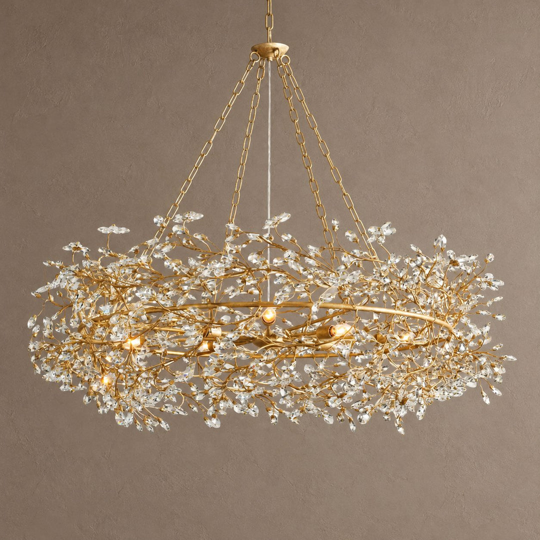 Modern Crystal Chandelier Adjustable Hanging Iron Fixture with Multiple Light Sockets