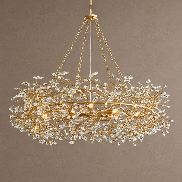Modern Crystal Chandelier Adjustable Hanging Iron Fixture with Multiple Light Sockets