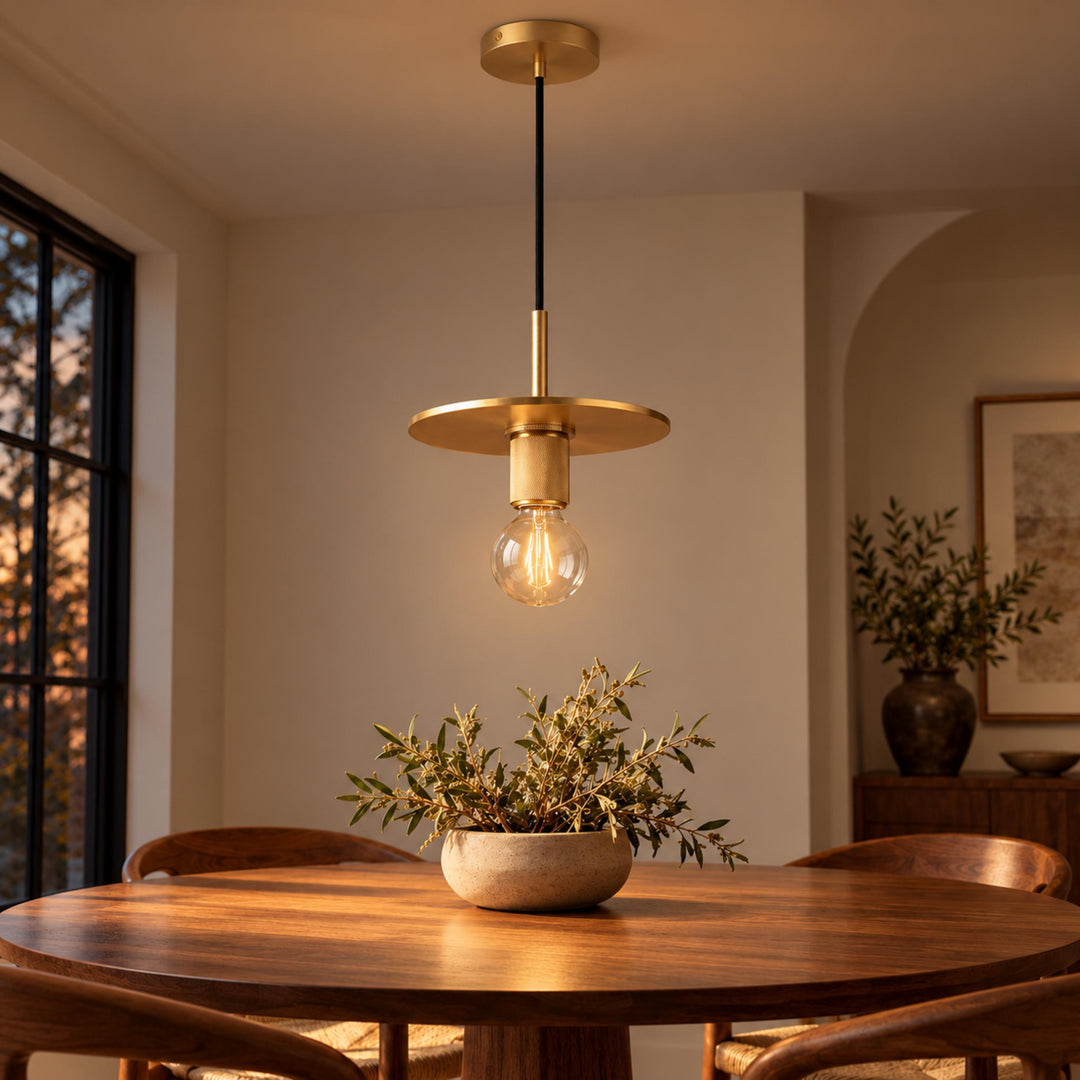 Modern 18cm Copper Disc Pendant Light with E27 Bulb – Minimalist Ceiling Light